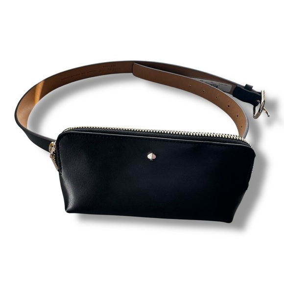 kate spade Handbags - Kate Spade Belted Wallet – Black Leather with Silver Zipper